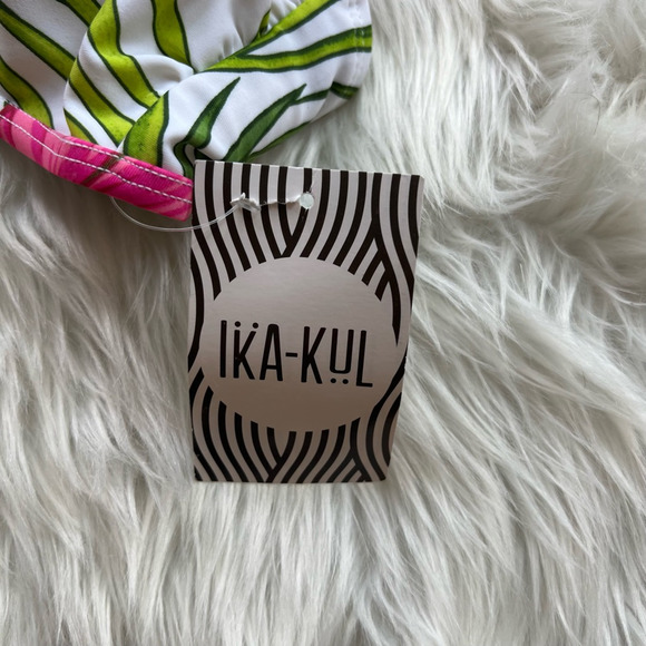 Ika Kul Womens Bikini Swim Top Green Pink Floral Straps XL New - Picture 4 of 5